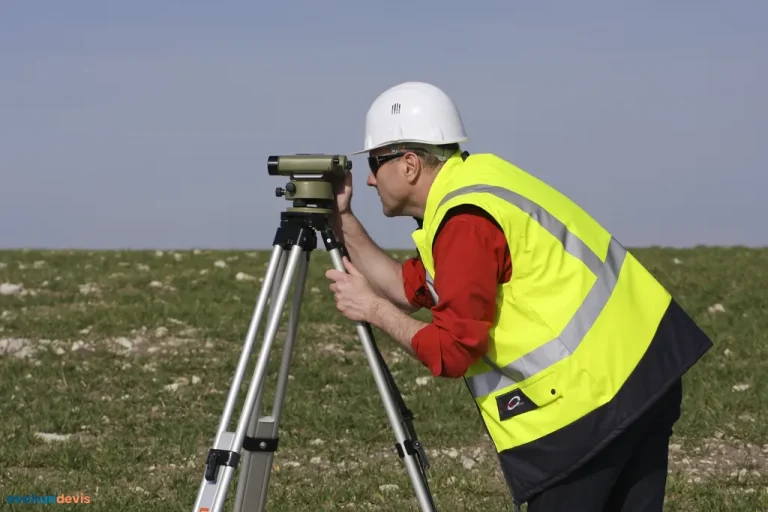 Un géomètre regardant dans un topographe